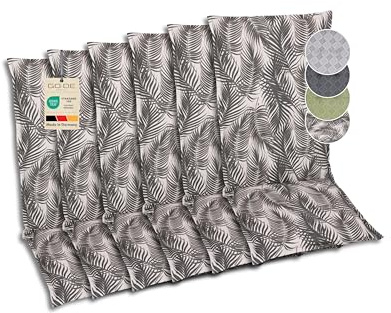 GO-DE Textil Bequeme und attraktive Polsterauflagen für Hochlehner-Gartenstühle (6er-Set, Palmy grau, Hochlehner)