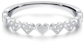 Epinki Echtschmuck Hochzeitsband, Elegant Herz Reihe Eheringe mit Diamant, Trauringe, Gr.47-65