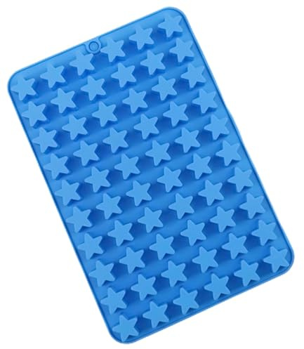 JOVYTH 1 Stück, Blaue 60er Stern Silikon Backform, 17x12mm pro Stern, Für Schokolade, Fondant, Gummibärchen, Eiswürfel, Kuchen, Mini Silikonform, Sternform, Backform, Eiswürfelform, Gummibärchen Form