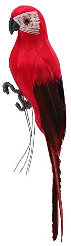 LWINGFLYER Konstgjord papegoja skum fjäder papegoja ara fågel vårdräkt presenningar modern hem trädgård fest dekoration (25 cm/9,8 tum) (röd)