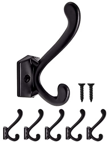 Fuxxer 5x Massive Eisenhaken, Garderoben-Haken, Handtuchhaken, 5er Set, schwarz
