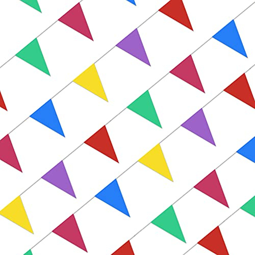 Piokio 100ft Colorful Flag Banner Party Celebrations Graduation Decorations, for Party, Birthdays, Classroom Decorations
