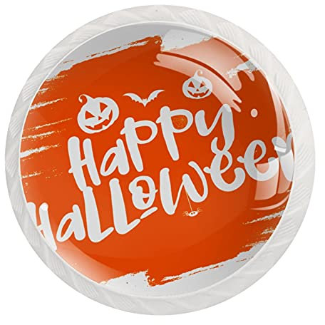 Happy Halloween - Set di 12 pomelli rotondi per cassettiera, armadietto, armadio, con viti, decorazione per casa, ufficio