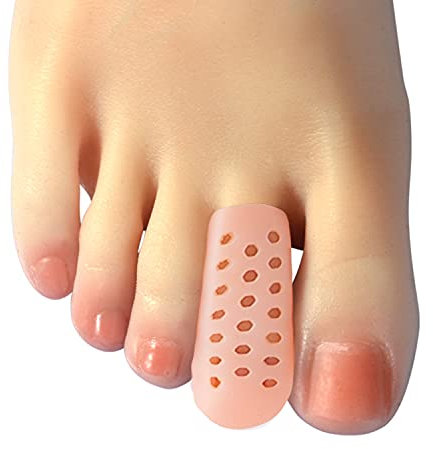 Hoogoo Gel Toe Protectors Closed Caps 10 Pack for Middle Toes, Breathable Toe Guard Cover Sleeves with Holes