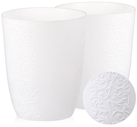 Tymar Blumentopf, 2er-Pack, Orchideentopf, Blumenkübel für Orchidee, Pflanzentopf aus Kunststoff, Moderne, schlanke, Runde Form (Weiß, ø 16 cm)