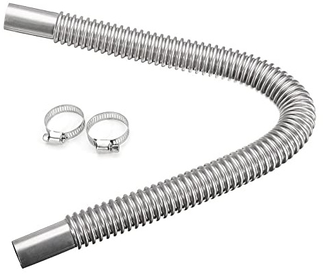 Abgasschlauch für Stromerzeuger, 60CM Auto Edelstahl Abgasrohr, Standheizung Kraftstofftank Abgasrohr mit Zwei Edelstahlklammern für Diesel Heizung
