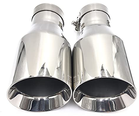 LUOSHUO Auspuffblende 1 STÜCK Einlass (63mm) Auslass (89 mm) Edelstahl Universal Auspuffspitze/Schalldämpferleitung Auspuff Endrohr (Color : 76MM IN 114MM OUT)