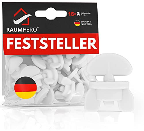 Raumhero Gardinenstopper für Schiene (16X Stopper) - Universal Gardinen Feststeller - Vorhang Stopper für Schienen - 100% Made in Germany, Weiß