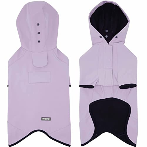 Blueberry Pet 2023 New 12 Waterproof Dog Softshell Jacket, Hooded Raincoat and Windbreaker with Leash & Harness Hole, Lilac, Outdoor Rain Gear for Dogs