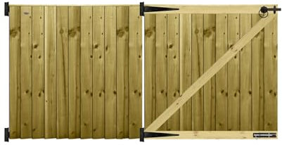 Premier Garden Supplies PGS Feather Edge Semi-Braced Capped Flat Top Made to Measure Driveway Gates Measurements Height 3ft - 4ft (90-120cm) x Width: 213cm - 244cm +450mm Hinge Ring Latch Kit