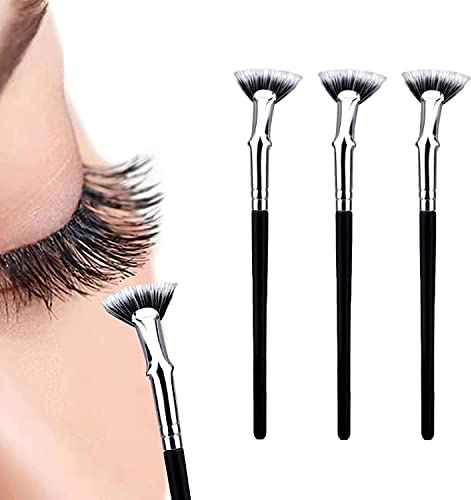 Dolly Mascara Fan Brush, Anjoize Eyelash Brush, Angled Fan Shaped Eyelash Brush, Portable Folding Cosmetic Brushes Eyelash Bent Applicators (3pcs)