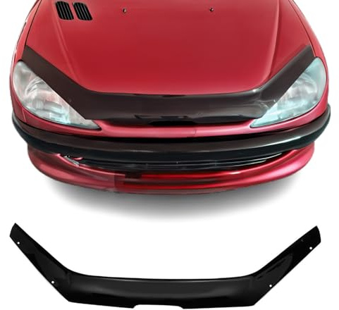 OMAC Motorhaube Deflektor Insekten Steinschlagschutz kompatibel mit Peugeot 206 1998-2012 Dunkel