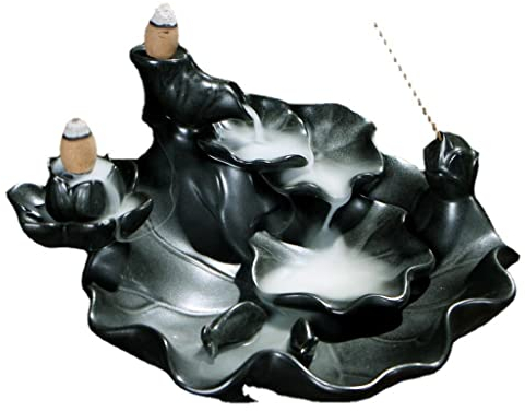 Weihrauchbrenner Backflow Incense Burner, Waterfall Incense Holder, Handemade Ceramic Lotus Backfolw Incense Burner Holder, for Home Office Tea Ceremony Zen Ornaments Räucherstäbchenhalter Zen Dekor