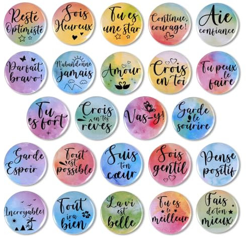 OOTSR 24 Aimants de Réfrigérateur en Métal, Magnets Frigo de Citations Inspirantes pour Armoires de Bureau, Tableaux Blancs, Salles de Classe, Photos, Décoration de Mots Inspirants