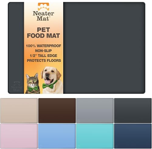 Neater Pet Brands Napfunterlage Hund und Katzen Wasserdicht - Silikon Katzen- und Hundenapf Unterlage - Futtermatte Hund und Katzen Schützt Böden vor Futter und Wasser (81,3 cm x 61 cm, Schwarz)