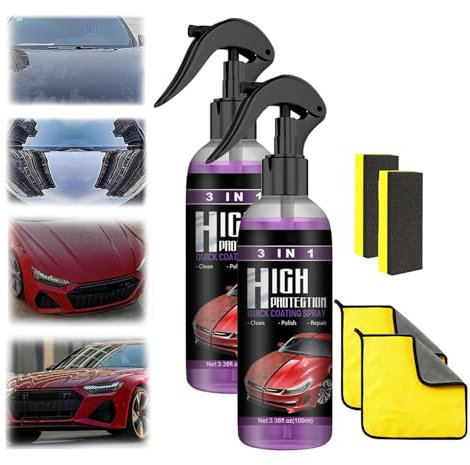Newbeeoo 3 en 1 Spray de Recubrimiento Cerámico de Alta Protección para Automóviles, Agente de Renovación Multifuncional (2 Piezas)