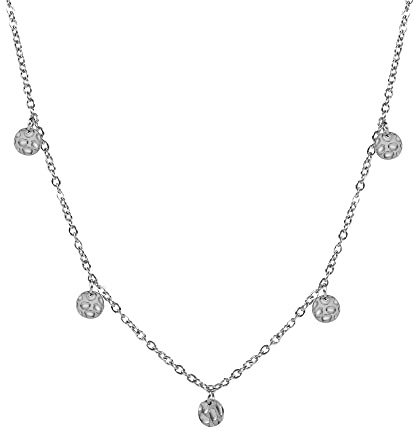 KIM JOHANSON® Edelstahl Damen Multi Layer Halskette *Kamea* in Silber | Boho Schmuck für Frauen | Kette mit Coin Plättchen | Kreise Collier | Wasserfest | Verstellbare Länge | inkl. Schmuckbeutel