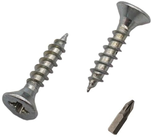 SKIR'CO (150 pcs) Zinc Plated Steel 3.5 x 18 mm Wood Screws, Pozidriv Countersunk Head, Chipboard Screws, PZ Fully Threaded