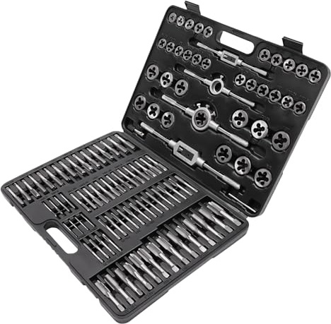 Gewindeschneid-Satz | Premium-Gewindebohrer und Schneideisen | 110-tlg. | M3-M12 M6-M20 | Gewindeschneider mit Aufbewahrungsbox | Professionelles HSS hochgehärteter Hand-Gewindebohrer