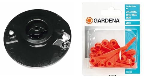 Gardena Ersatzmesserteller & Ersatzmesser RotorCut: Ersatzmesser für Rasentrimmer und Akkutrimmer, Kunststoff-Messer, leicht auswechselbar, 20 Stück (5368-20)