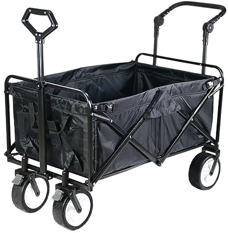 CRBUDY Gartenwagen, Klappwagen, Mehrzweckwagen, Klappbarer Mehrzweckwagen für den Außenbereich, Faltbarer Ziehwagen, Campingwagen auf Rädern, Robuster Handwagen