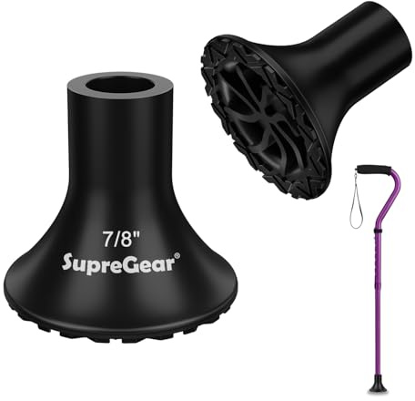 supregear Gummipuffer für Krücken (2er-Pack), 22 mm All Terrain Gummispitze für Krücken, Robuste Verdickte Ersatzfußpolster für Gehstöcke, Faltstöcke