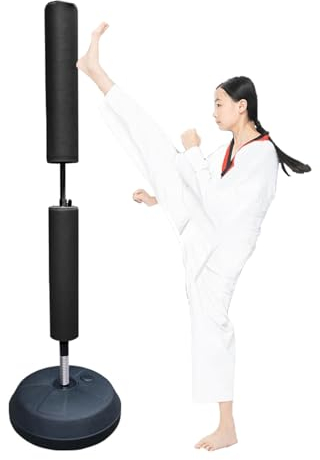 Wing Chun Dummy, tragbarer Wing Chun Dummy für Kampfsporttraining, bodenstehender Federstapel mit Sockel, schnell zusammenbaubarer Trittständer aus Holz