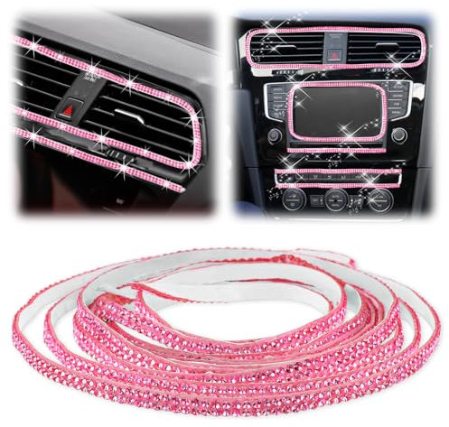 Cinta adhesiva decorativa para volante, 5 m, cristal rosa, accesorios para coche