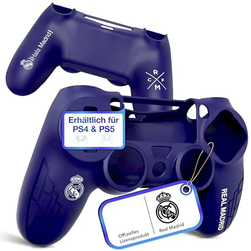 Fantroller® Custodia per controller PS4 con design ufficiale Real Madrid per la massima protezione & Grip I PS4 Controller Case disponibile in blu e bianco