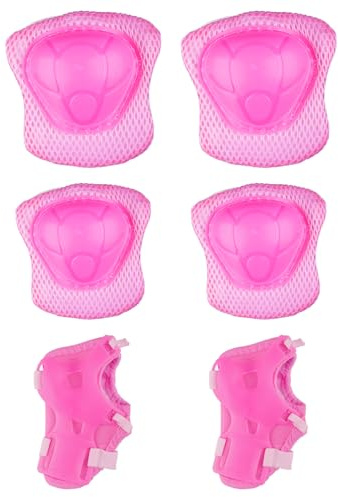 6 PCS Knee Pads Set, Adjustable Protective Gear with Knee Elbow Pads and Wrist Guards for Skateboarding Roller Skating Cycling Scooter Biking Outdoor Sports(Pink)