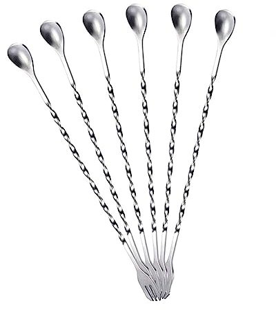 Mikinona 6pcs Stainless Steel Mixing Spoon Long Handle Latte Spoons Mirror Polishing