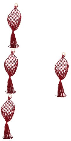 Amosfun 4 Pièces Filet Fruits Et Légumes Panier De Rangement Décoratif Panier Suspendu Tissé à La Main Corbeille De Fruits en Macramé Corbeille De Fruits Décorative Corde De Coton