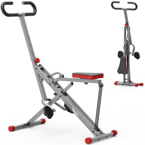 PASYOU Row-N-Ride Entraîneur d'assistance aux Squats, Total Crunch Appareil de Fitness Rider Machine pour abdominaux, abdominaux, Bras, Jambes, Dos Fesses, Charge jusqu'à 122 kg