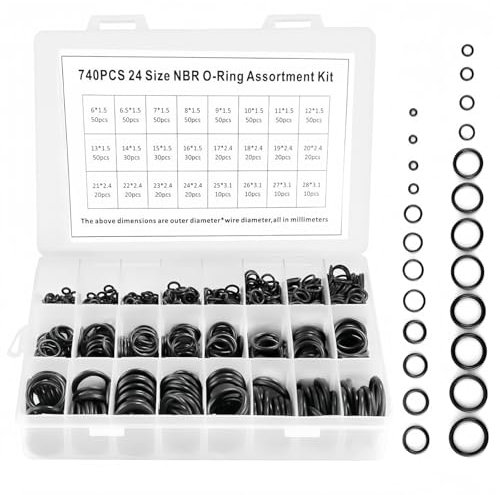 740 Pcs Rubber O Rings Kit 24 Size Universal O-Ring Assortment Set for automotive, faucet, electrical seal, pipeline seal maintenance