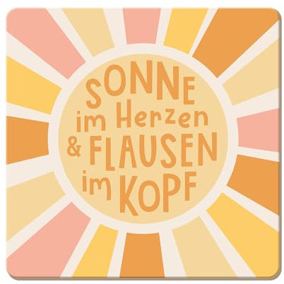 Grafik Werkstatt lustiger Untersetzer aus Kork | Sonne im Herzen, Bunt