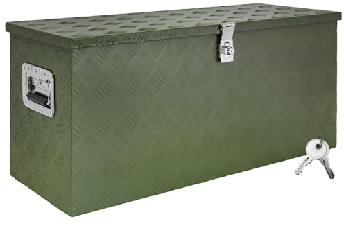 Trucky Boîte à Timon Vert Boîte à outils Caisse de camion Boîte en Aluminium sélection Box de remorque avec couvercle Verrouillable Boîte de Transport Rangement