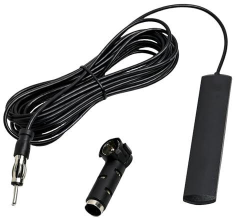 Antena Universal de Parche Oculto para Coche con Adaptador DIN, Cable y Montaje Adhesivo Compatible con DIN y Motorola para Vehículo, Camión, SUV, Radio FM Estéreo