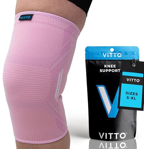 VITTO Genouillère homme/femme - Genouillère pour soulager les douleurs au genou, l'arthrose du genou, le ménisque (Rose, S)