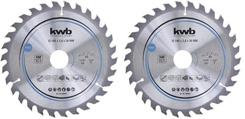 kwb Kreissägeblatt 190 x 30 mm, schneller Schnitt, Sägeblatt geeignet für Weich- und Hartholz, Tischlerplatten und Spanplatten (Packung mit 2)