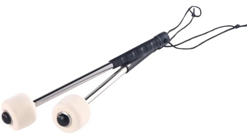 DOCEPERT Lot de 2 baguettes de grosse caisse avec tête en feutre de laine, poignée en acier inoxydable, adaptées pour les tambours militaires, les amateurs de batterie, accessoires de percussion (30