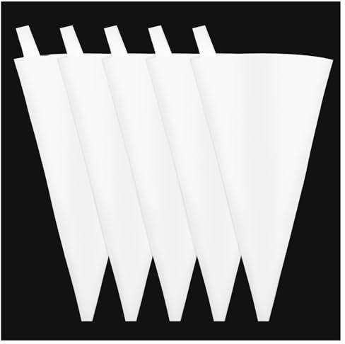 Classicseali 5PCS Piping Bags Reusable,Cotton 12 Inch Icing Piping Bag, Hanging Reusable Pipings Bag, Used to Decorate Various Cake Cookies, Cream Puff, Ice Cream, Donut Filling, White