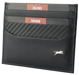 JAGUAR Porta Carte di Credito Uomo in Pelle con Logo Distintivo, Portacarte Uomo Portadocumenti Leggero e Comodo, Idea Regalo per Compleanno ed Occasioni Speciali (Nero)
