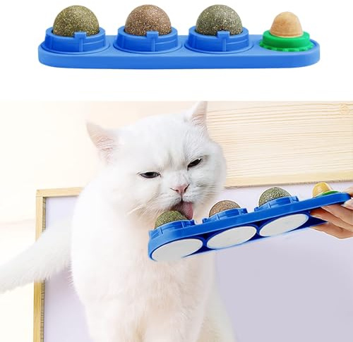 STARROAD-TIM Katzenminze Wandball Katzenminze Spielzeug für Katzen Zähne sauber essbar rotierende Katzenminze Bälle gesunde natürliche Katzenleckerli (Blau)