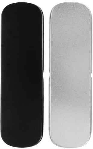 Zerodeko Sturdy Metal Pencil Box and Pen Container, 2Pcs Small Hinged Tin Cases for ’S Stationery and Makeup Brushes, Travel Friendly (Silver and Black)