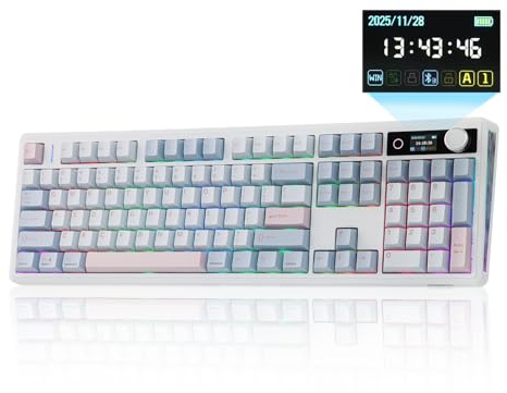 EPOMAKER TH108 V2 Pro Clavier Mécanique Grande Taille,Écran&Molette,RVB