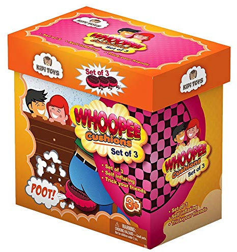 Whoopee Cushion Self Inflated 7 Set of 3 Gift Box Fart Prank Gag Novelty Trick Joke Toy for Kids Children Adults Office Home or Party