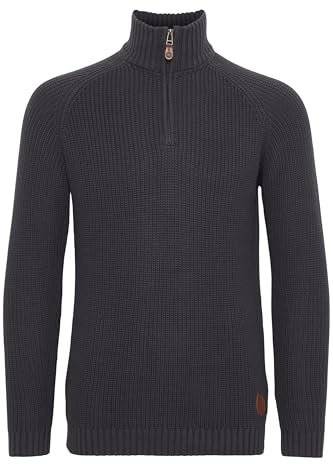 Solid Xenox Jersey De Punto Troyer Suéter Sudadera De Punto Grueso para Hombre con Cuello Alto De 100% algodón, tamaño:L, Color:Med Grey M (8254)