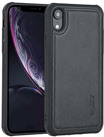 Molzar MAG Series for iPhone XR Case, Built-in Metal Plate for Magnetic Mount, Works with Qi-certified Chargers, Compatible with iPhone XR, Black