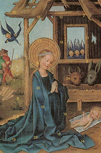 Adventskalenderkarten mit christlichen Motiven 5 Stück Weihnachten Grußkarten Goldprägung Kunstkarte