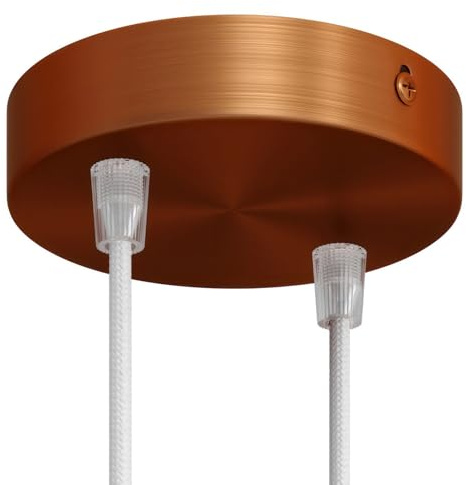 creative cables - Zylindrischer 2-Loch-Lampenbaldachin Kit aus Metall - Konisch, Kupfer satiniert